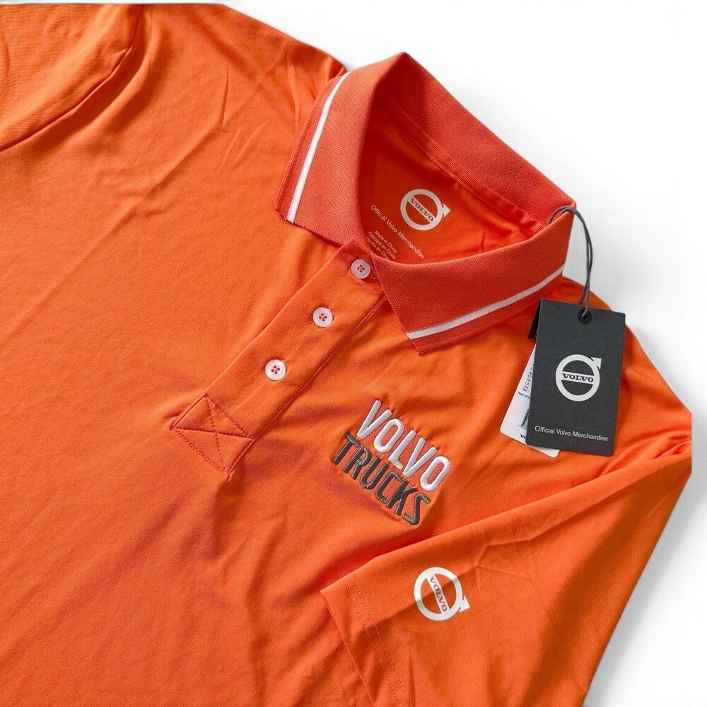 NEW Volvo Trucks Official Licensed Employee Mens Polo Shirt L Large Logo Orange